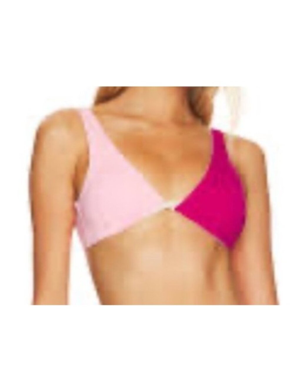 L*Space Luna Bikini Top Colorblock Pink & Magenta Size M Nylon/Spandex Swimwear